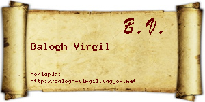 Balogh Virgil névjegykártya